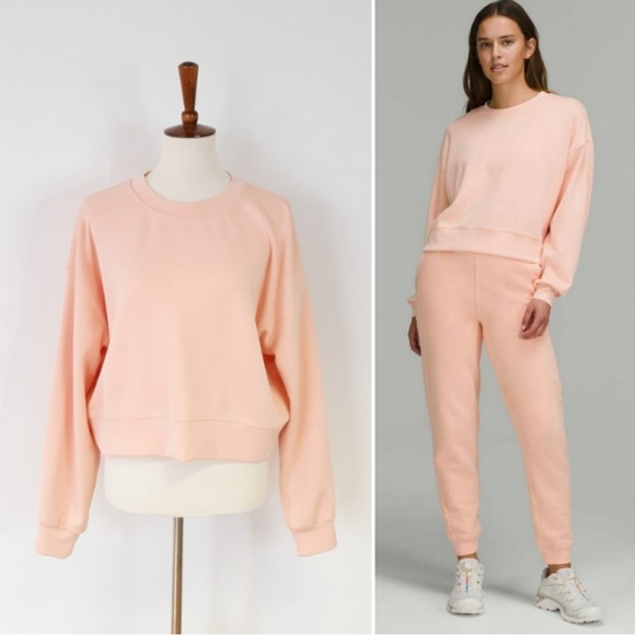 Lululemon | Perfectly Oversized Cropped Crew *Softstreme Peach Satin - Picture 1 of 3
